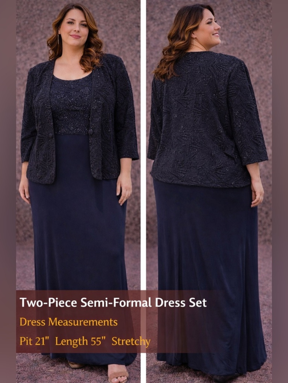 Jeanne Alexander Plus Size Two-Piece Navy Semi-Formal Dress Set size 20W